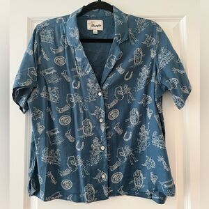 Blue Retro Wrangler Button-Up Shirt